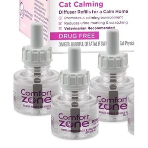 3 Comfort Zone Cat Calming Pheromone Diffuser Vials Refills Cat Anxiety